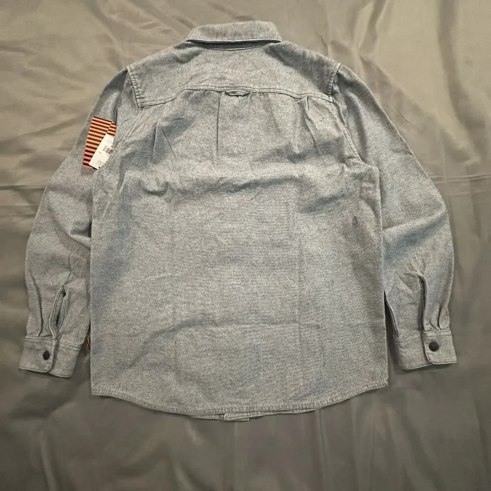 Volcom Levelstone Jacket Mens Medium Long Sleeve Button Collar Denim Shacket